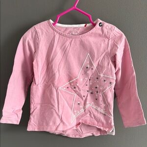 Soft Pink Long Sleeve Tee with Star Design